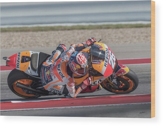 Dani Pedrosa Wood Print featuring the photograph On the Edge by Jurgen Lorenzen