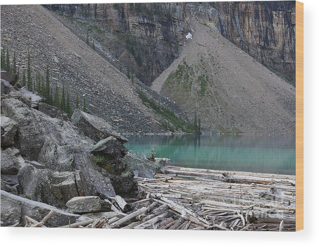 Lake Moraine Wood Print featuring the photograph On the Edge of Lake Moraine by Carol Groenen