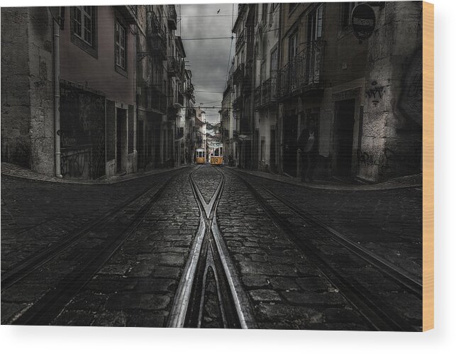 Lisbon Wood Print featuring the photograph One memory by Jorge Maia