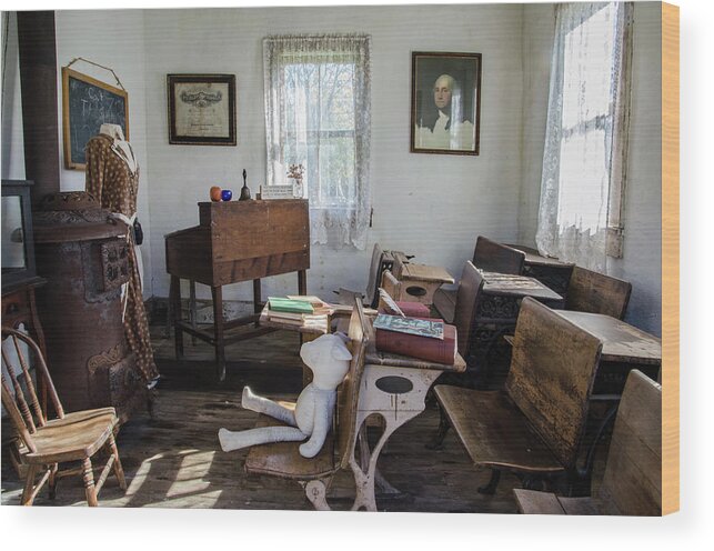 19th Wood Print featuring the photograph One Room Schoolhouse by Ann Bridges