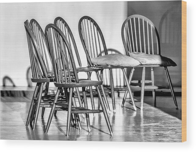 Chairs Wood Print featuring the digital art Open Seating by John Haldane