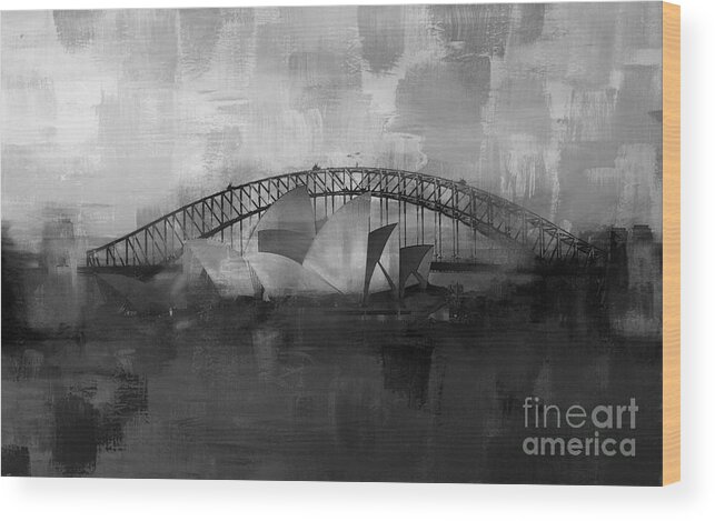 Sydney Wood Print featuring the painting Opera House 01 by Gull G