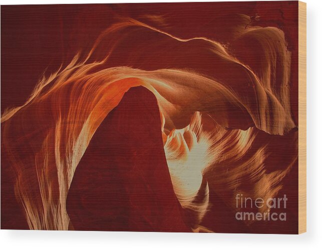 Upper Antelop Wood Print featuring the photograph Orange Abstract At Upper Antelope by Adam Jewell