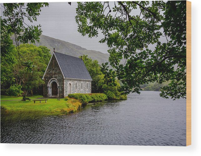 Oratory Wood Print featuring the photograph Oratory in Gougane Barra National Park in Ireland by Andreas Berthold