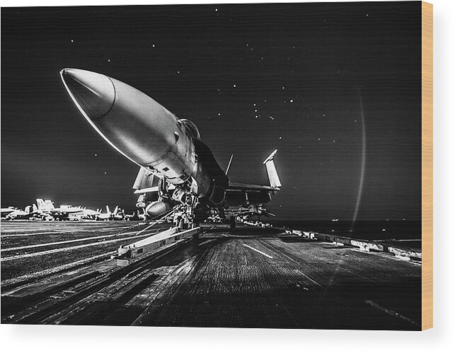 Navy Wood Print featuring the photograph Orion's Battle by Larkin's Balcony Photography