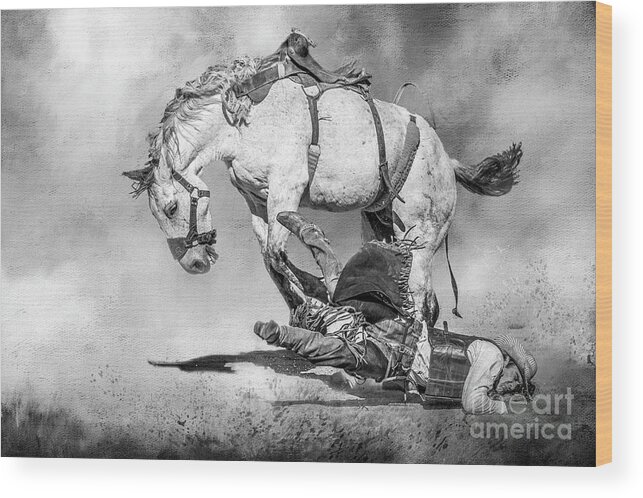 Saddlebronc Wood Print featuring the digital art Ouch by Eleanor Abramson