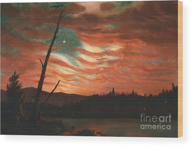 Our Wood Print featuring the painting Our Banner in the Sky by Frederic Edwin Church