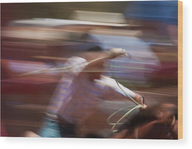 Rodeo Wood Print featuring the photograph Out of the Gate by Roger Mullenhour