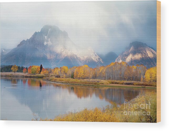 Schwabachers Landing Wood Print featuring the photograph Oxbow Bend Turnout, Grand Teton National Park by Greg Kopriva