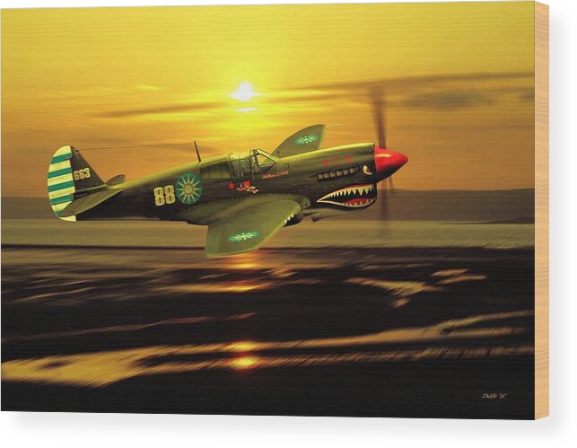 John Wills Art Wood Print featuring the digital art P40 Warhawk WW2 US Aviation Art by John Wills
