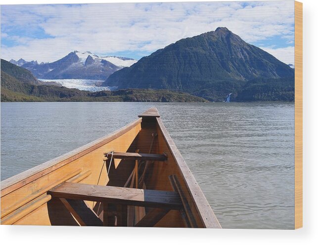 Alaska Wood Print featuring the photograph Paddling on Mendenhall Lake by Cheryl Hoyle