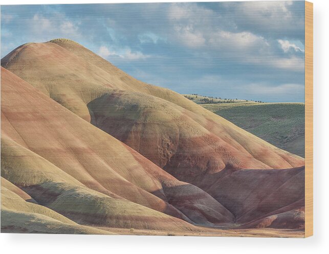 Painted Hills Wood Print featuring the photograph Painted Hill and Clouds by Greg Nyquist