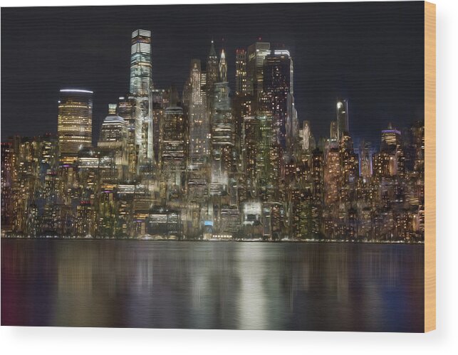 New York City Wood Print featuring the photograph Painted Lights by Elvira Pinkhas