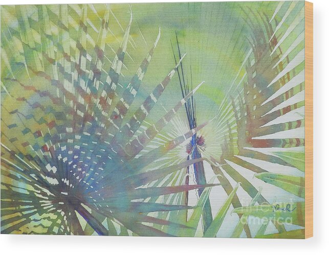 Nancy Charbeneau Wood Print featuring the painting Palm Patterns by Nancy Charbeneau