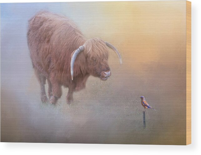 Highland Cattle Wood Print featuring the photograph Pals in the Pasture by Lynn Bauer