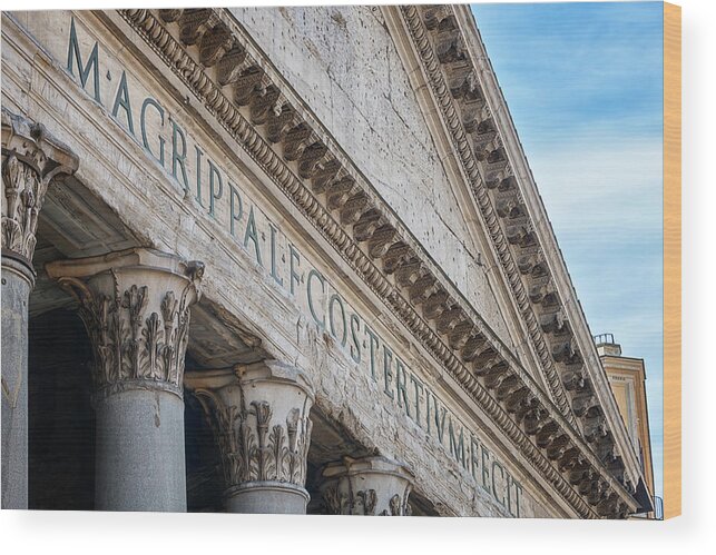 Joan Carroll Wood Print featuring the photograph Pantheon Rome Italy by Joan Carroll