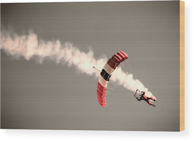 Parachute Wood Print featuring the photograph Parachuting In by Martin Newman