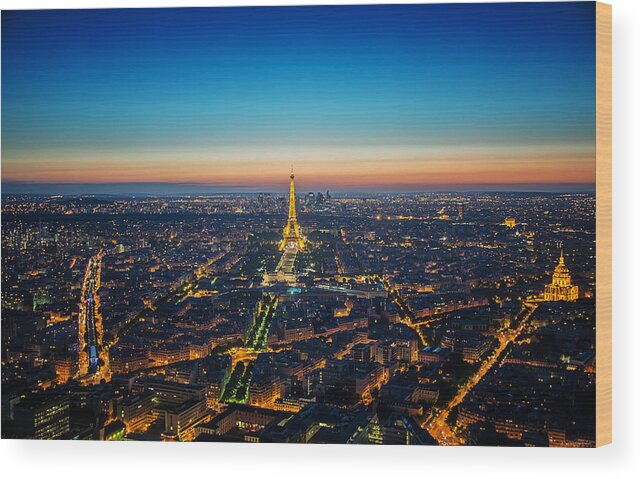 Paris Wood Print featuring the photograph Paris Sunset by Ryan Wyckoff