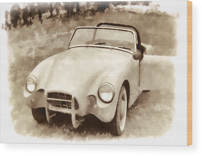 Austin-healey Wood Print featuring the digital art Pastel 1960 Racing Sprite by Lin Grosvenor