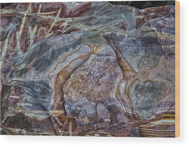 Patterns Wood Print featuring the photograph Patterns in Rock by Kathy Adams Clark