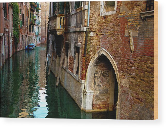  Venice Photographs Wood Print featuring the photograph Peaceful Canal by Harry Spitz