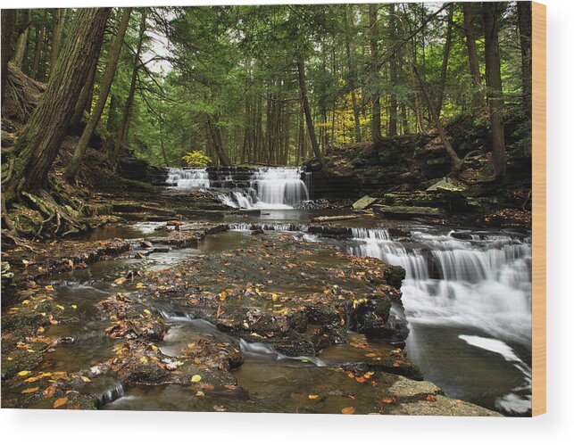 Waterfall Wood Print featuring the photograph Peaceful Flowing Falls by Christina Rollo