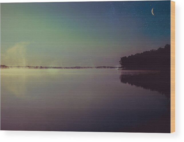 Fog Wood Print featuring the photograph Peaceful Sunrise by Jessica Brown