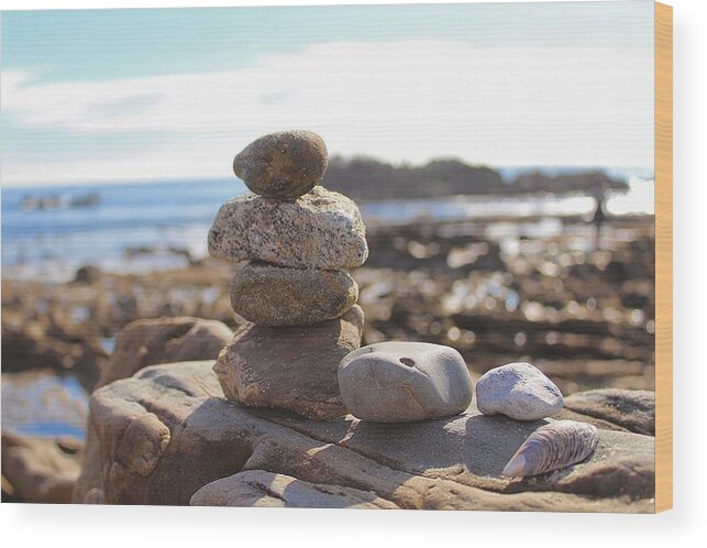 Zen Wood Print featuring the photograph Peceful Zen Rocks by Brian Eberly