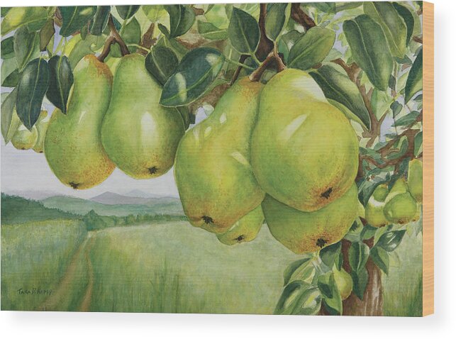 Pears Wood Print featuring the painting Pendulous Pears by Tara D Kemp