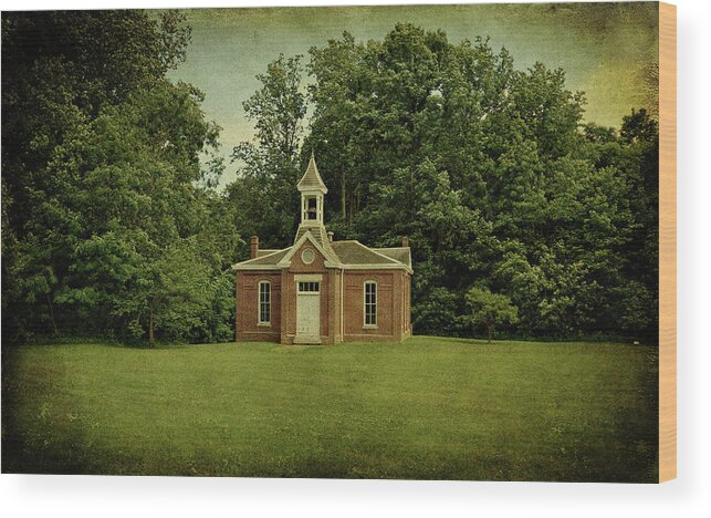 Perry Township School No. 3 Wood Print featuring the photograph Perry Township School No. 3 by Sandy Keeton