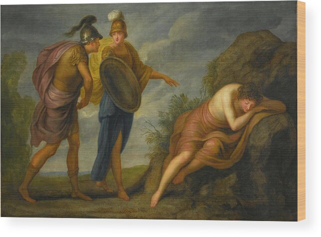Attributed To Andries Cornelis Lens Wood Print featuring the painting Perseus with Minerva Discovering the Sleeping Medusa by Attributed to Andries Cornelis Lens