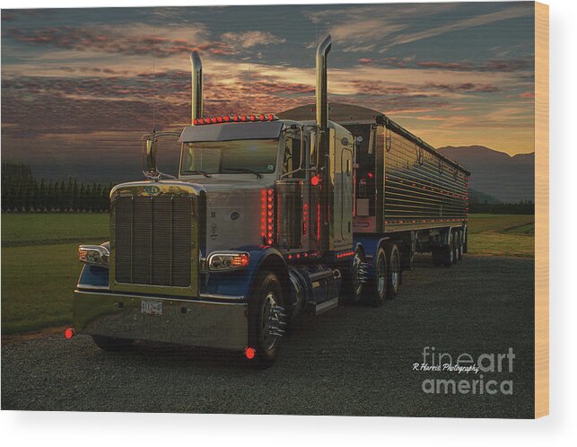 Big Rigs Wood Print featuring the photograph Peterbilt at Dusk by Randy Harris