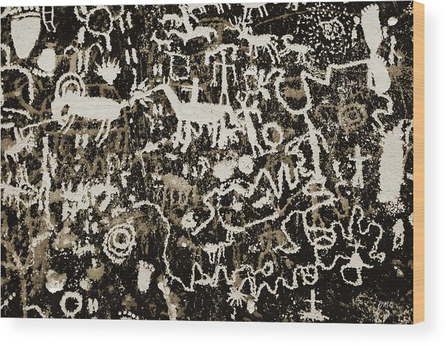 Petroglyph Wood Print featuring the photograph Petroglyph I WT by David Gordon