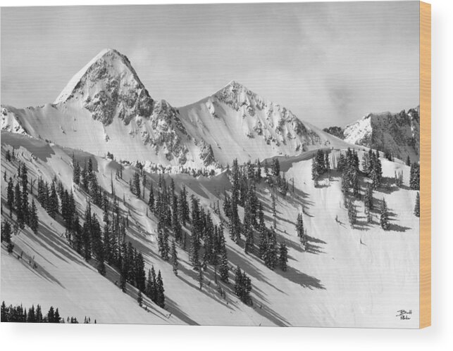 Black And White Wood Print featuring the photograph Pfeifferhorn - Little Cottonwood Canyon by Brett Pelletier