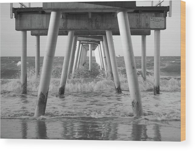 Hervey Bay Wood Print featuring the photograph Pier in Surf by Ivan Franklin