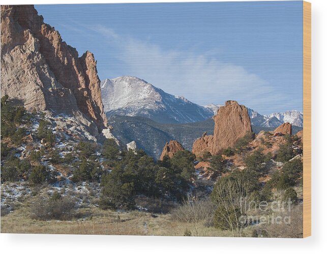 Pikes Peak Wood Print featuring the photograph Pikes Peak in the Garden Valley by Steven Krull