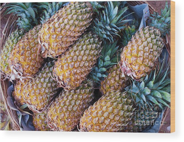 Pineapple Wood Print featuring the photograph Pinapples by Tim Gainey