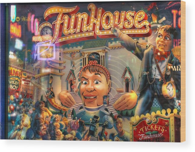 Pinball Wood Print featuring the photograph Pinball Williams Fun House vintage by Jane Linders