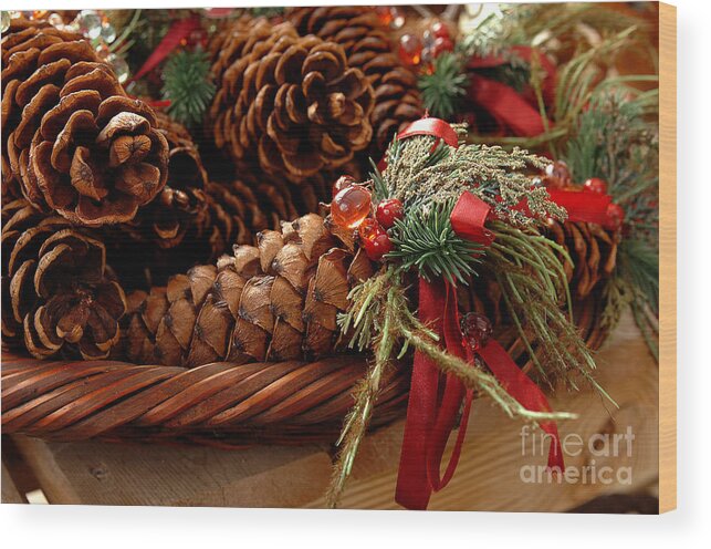Pine Cones Wood Print featuring the photograph Pine Cones by JT Lewis