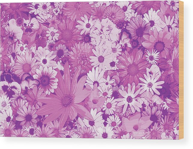 Flowers Wood Print featuring the painting Pink Flowers by JQ Licensing