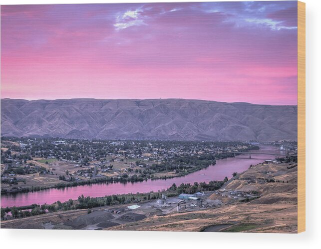 Lewiston Wood Print featuring the photograph Pink Sky Valley by Brad Stinson
