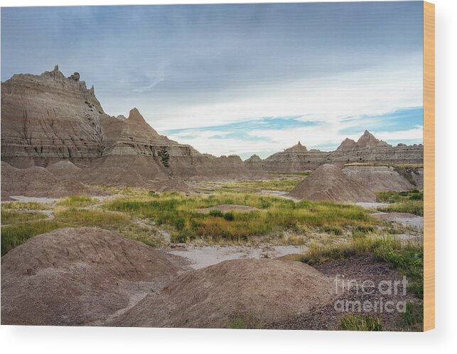 Badlands Wood Print featuring the photograph Pinnacles of the Badlands by Karen Jorstad