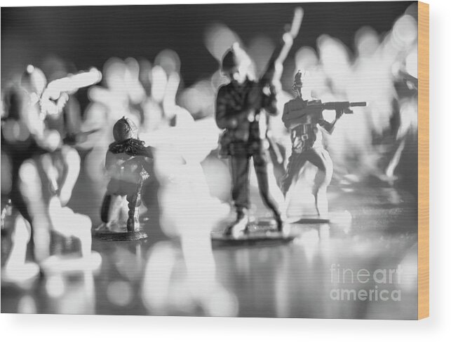 Toy Wood Print featuring the photograph Plastic army men 2 by Micah May