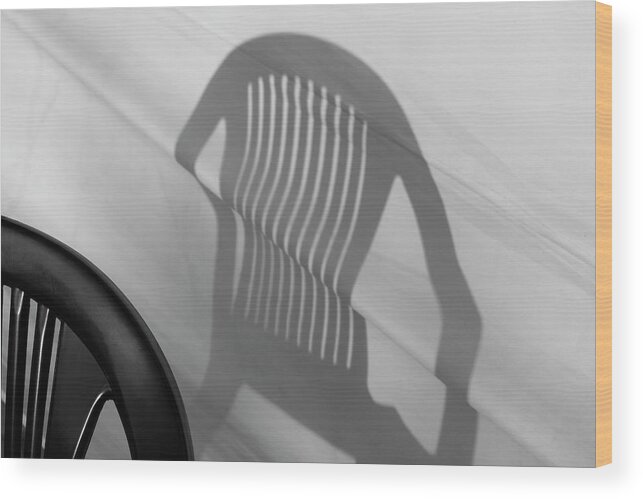 Minimal Wood Print featuring the photograph Plastic Chair Shadow 3 by Prakash Ghai