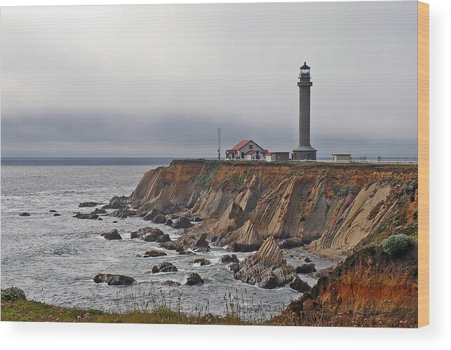 Point Arena Lighthouse Wood Print featuring the photograph Point Arena Lighthouse CA by Alexandra Till