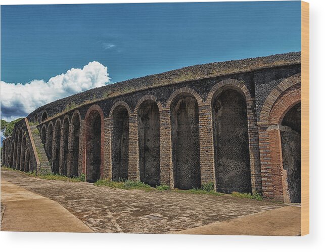 Amphitheater Wood Print featuring the photograph Pompeii Amphitheater by Travis Rogers