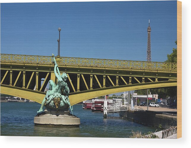 Pont Mirabeau Wood Print featuring the photograph Pont Mirabeau Statue by Sally Weigand