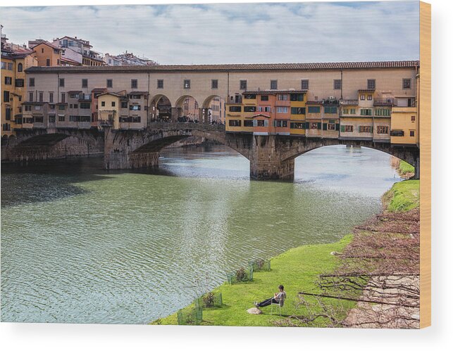 Joan Carroll Wood Print featuring the photograph Ponte Vecchio Florence Italy II by Joan Carroll