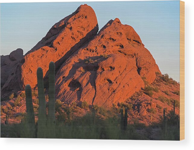 Papago Wood Print featuring the photograph Papago Park Mountain at Sunrise Phoenix AZ by Toby McGuire