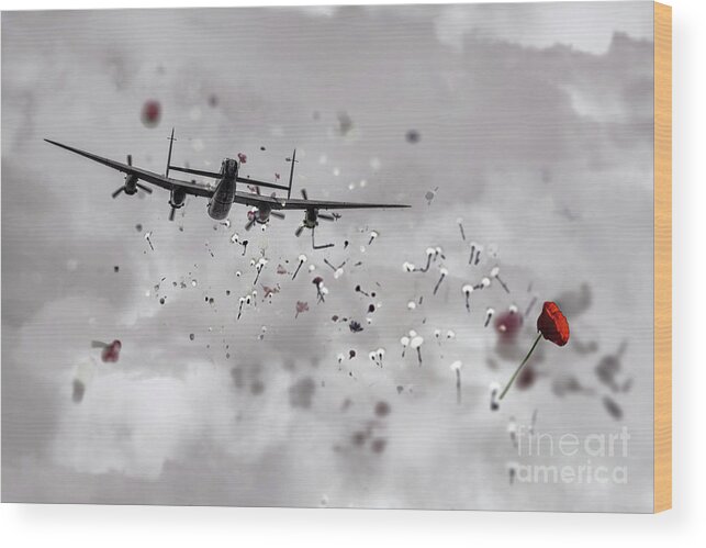 Lancaster Wood Print featuring the digital art Poppy Drop by Airpower Art